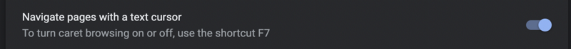 Caret browsing setting in Google Chrome